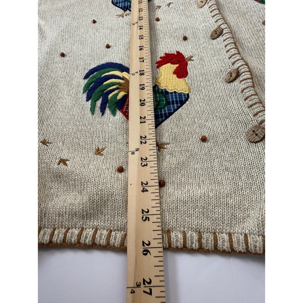 NWT Mandal Bay Rooster Hen Farmhouse Cardigan XXL Linen Cotton Deadstock - Picture 10 of 11